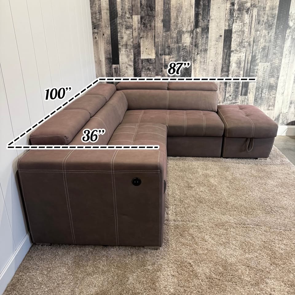Drake Sleeper Sectional w/ Storage Ottoman & USB Charging - photo 5