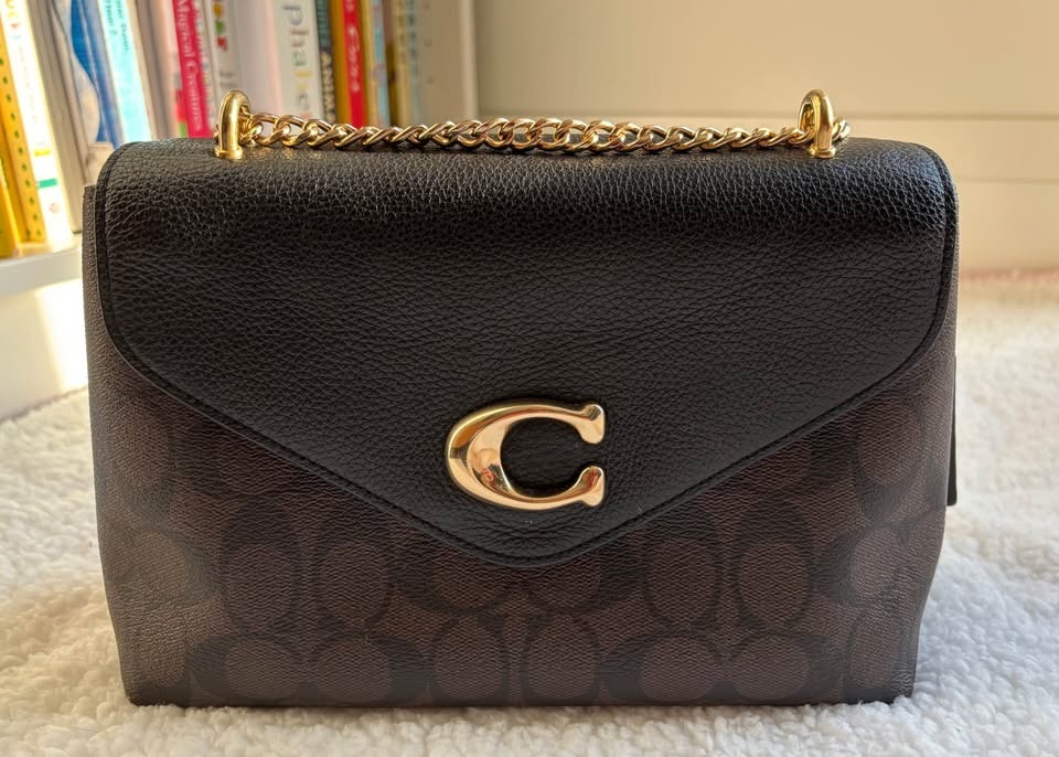 COACH TAMMIE SHOULDER BAG SIGNATURE CANVAS brown black