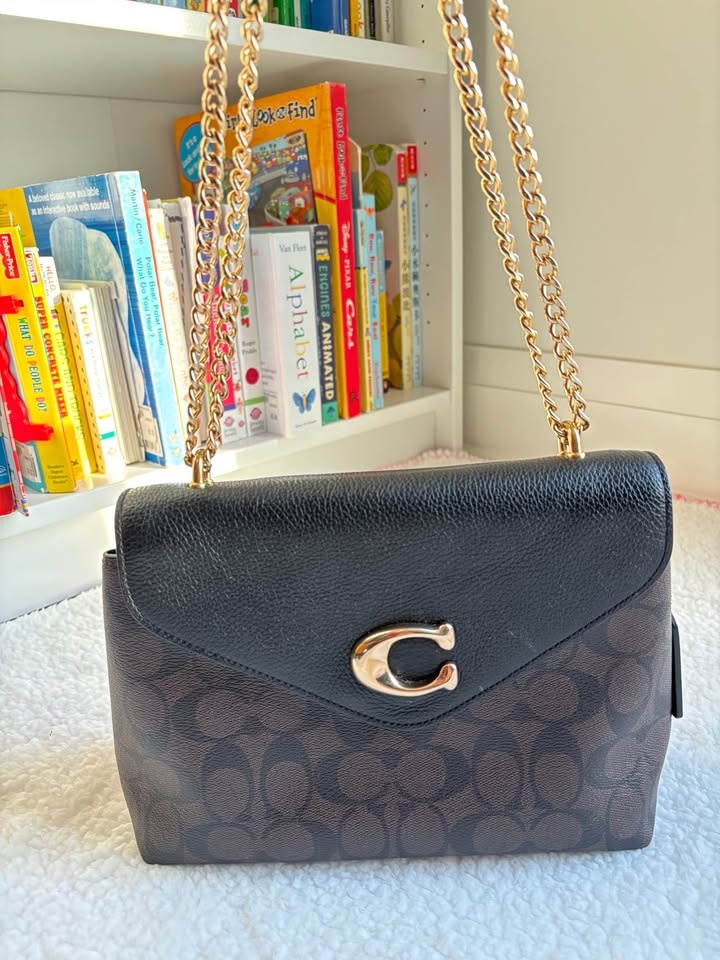 COACH TAMMIE SHOULDER BAG SIGNATURE CANVAS brown black - photo 4
