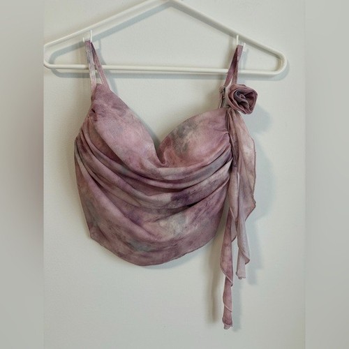 Purple Floral Ruched Swimwear Bikini Top & Skirt Set - photo 2