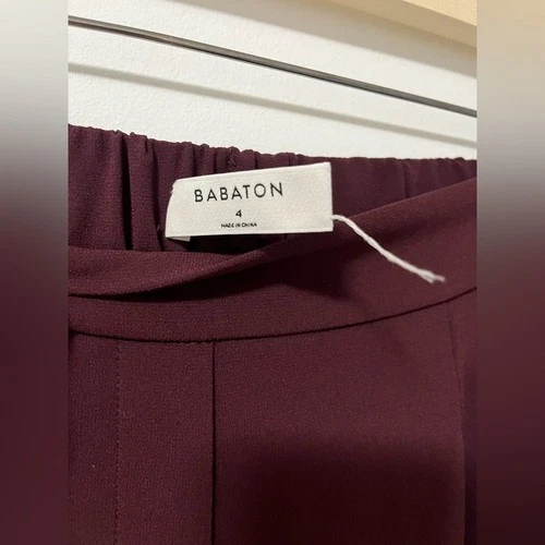 Aritzia Babaton Conan Pant Trousers Burgundy Straight Leg Crop S - photo 4