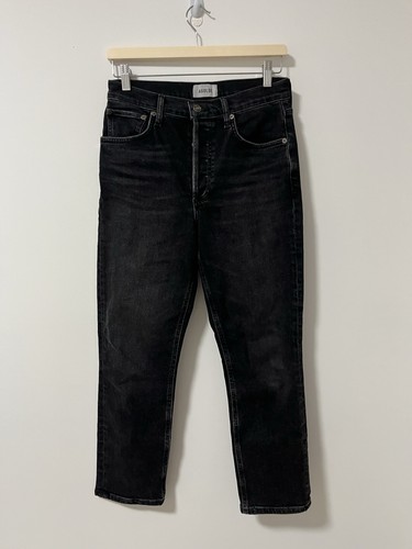 Agolde Riley High Rise Crop Black Jeans Panoramic Size 26