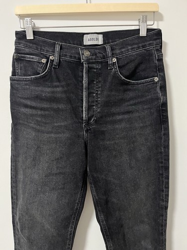 Agolde Riley High Rise Crop Black Jeans Panoramic Size 26 - photo 2