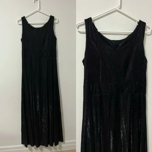 Glittery Black Tie Gown Formal Cocktail Full Length Dress