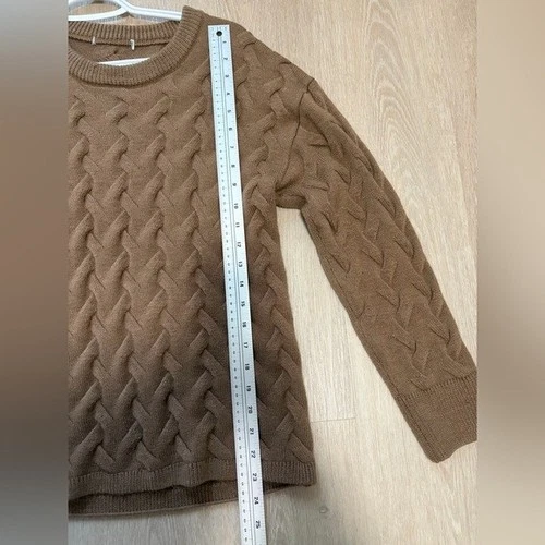 Brown Knit Cable Knit Braided Sweater - photo 4