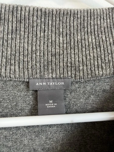 Ann Taylor Grey Wide Boat Neck Knit Sweater - Size Medium - photo 2
