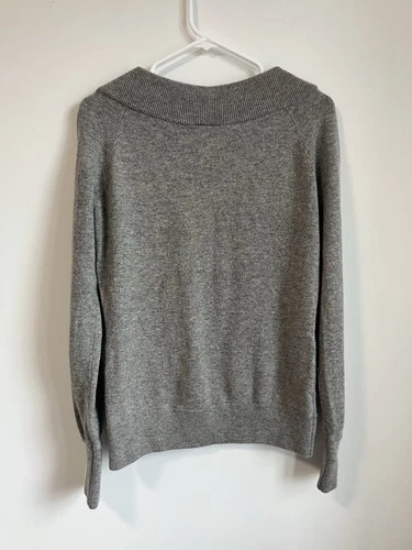 Ann Taylor Grey Wide Boat Neck Knit Sweater - Size Medium - photo 3