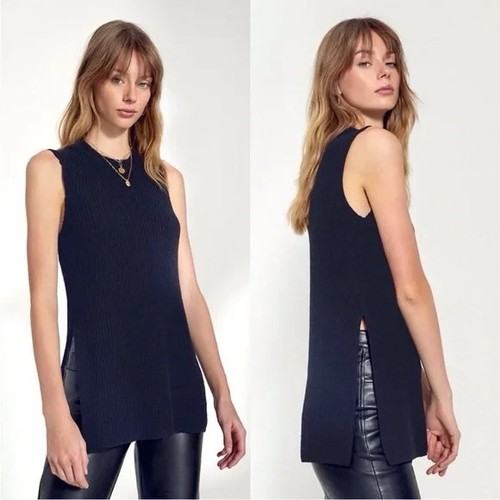 Wilfred Palmier Knit Sleeveless Sweater Tunic Black