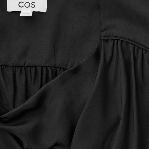 COS Women's Satin Black Cowl Neck Drape Top Blouse - photo 2