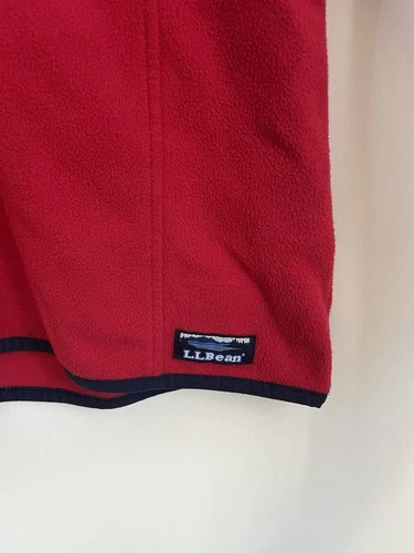 L.L. Bean Red Fleece Quarter-Zip Pullover with Navy Accents Vint - photo 2