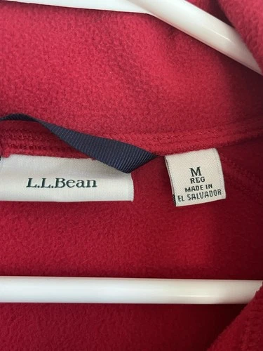 L.L. Bean Red Fleece Quarter-Zip Pullover with Navy Accents Vint - photo 4