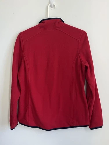 L.L. Bean Red Fleece Quarter-Zip Pullover with Navy Accents Vint - photo 5