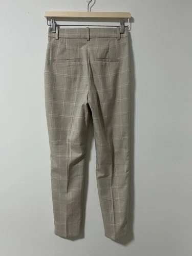 H&M Beige Plaid Trousers Straight Slim Leg Pants - photo 2