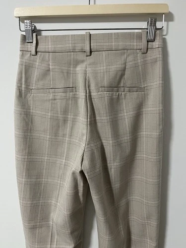 H&M Beige Plaid Trousers Straight Slim Leg Pants - photo 3