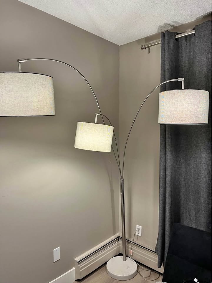 Large Arch Floor Lamp with 3 Shades & Marble Base