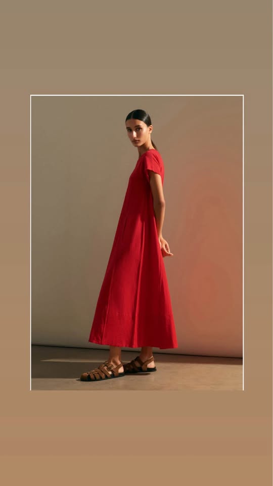 ME+EM Crew Neck Long Red Maxi Dress Size Large NEW - photo 2