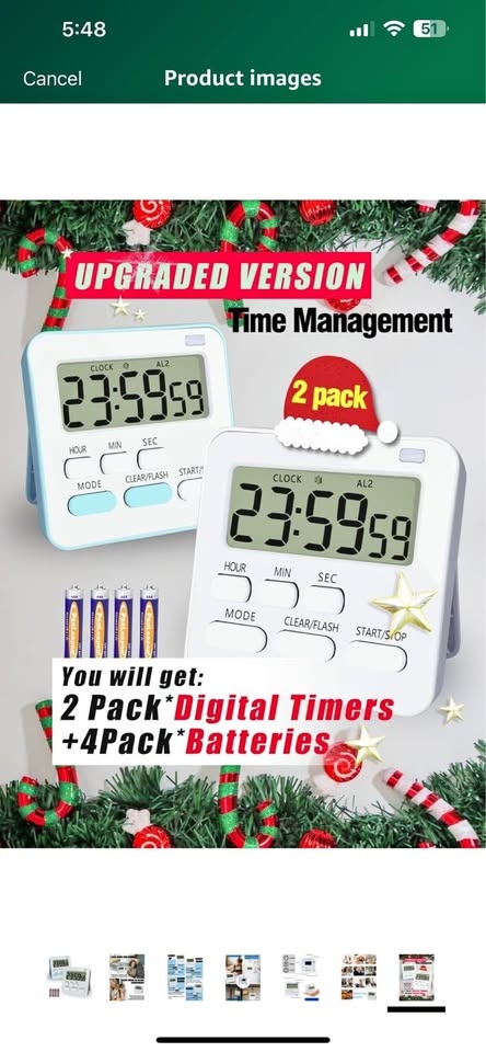 Multi-Function Digital Kitchen Cooking Timer - 2Pk