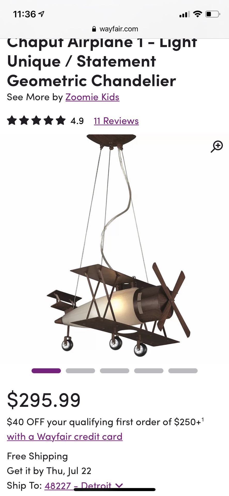 Airplane Light Fixture