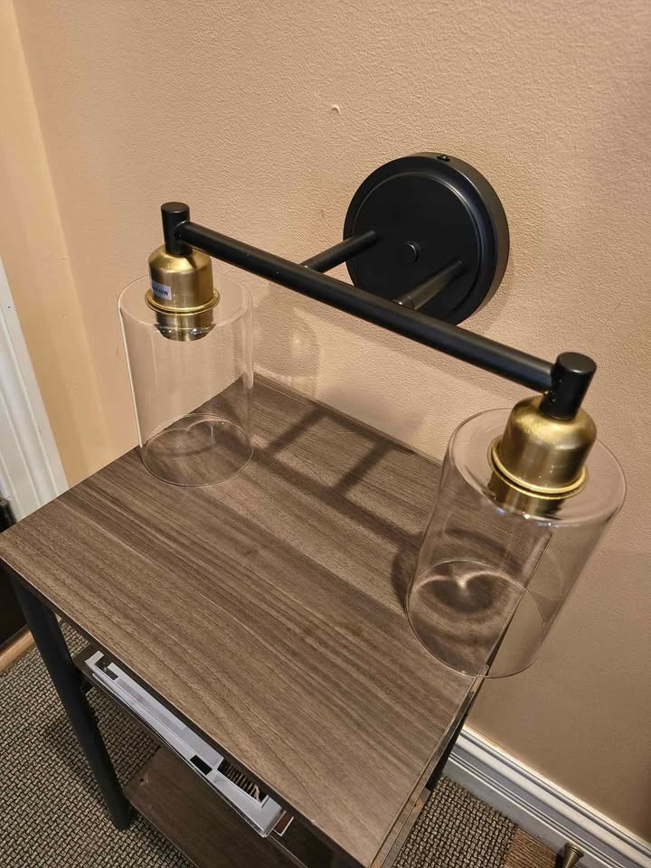 2-Light Modern Light Fixture, Black/Gold - photo 5