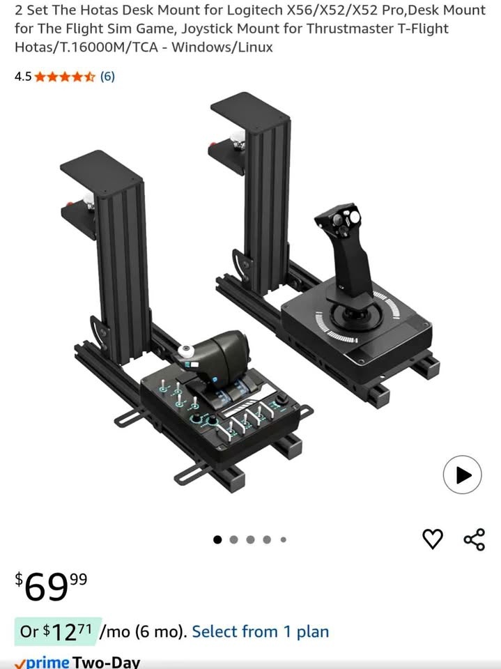 Desk Mounts for Logitech Flight Controllers - New