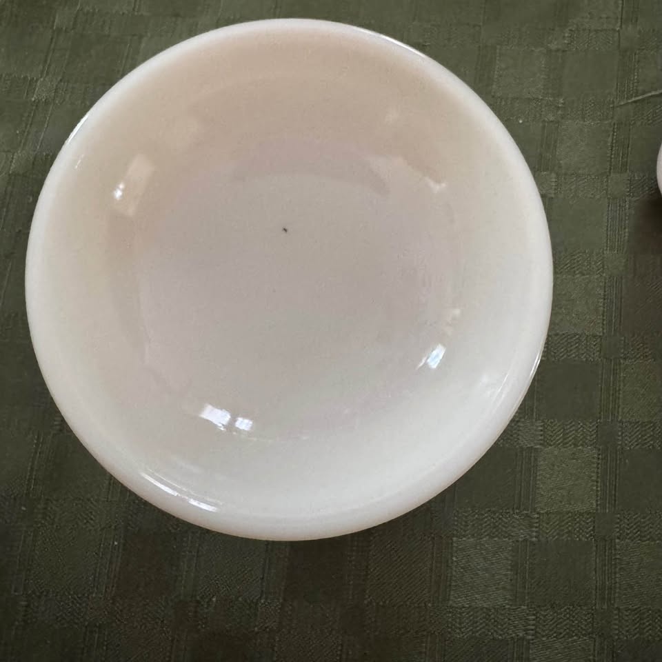Milk glass /depression glass child's bowl and spoon - photo 5