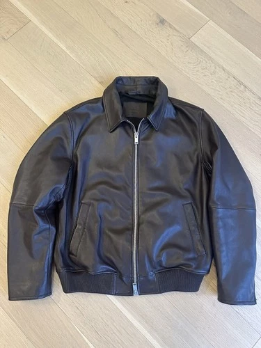 MASSIMO DUTTI Leather Brown Jacket Men’s Size XL