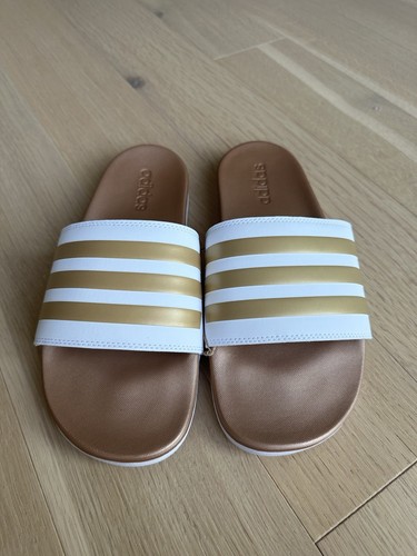 ADIDAS ADILETTE COMFORT SLIDE women’s 11 White/Gold - photo 2