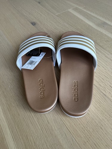 ADIDAS ADILETTE COMFORT SLIDE women’s 11 White/Gold - photo 4