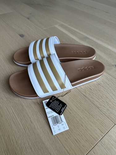 ADIDAS ADILETTE COMFORT SLIDE women’s 11 White/Gold - photo 5