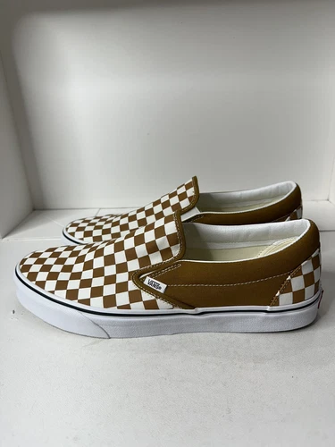 Vans Classic Slip-on Checkerboard Gold/White Men's 13 BNIB