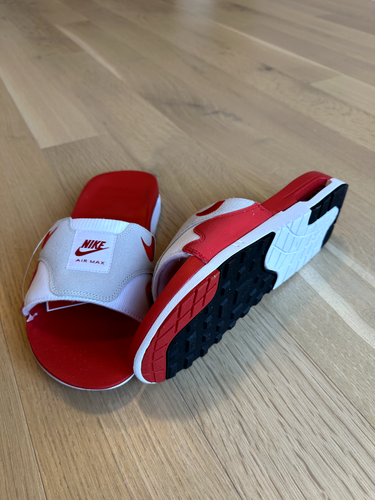 Nike Air Max 1 Slide WHITE/UNIVERSITY RED-BLACK Size 13 - photo 3