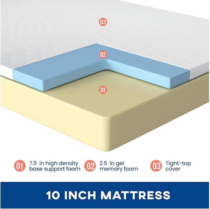 Full size 10 inch Gel Memory Foam Mattress - photo 2