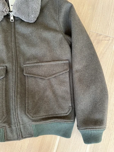 Sandro Aviator Wool Jacket Men’s Size XL Green - photo 3