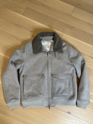 Suit Supply Bomber Wool Jacket Men's Size XL Grey
