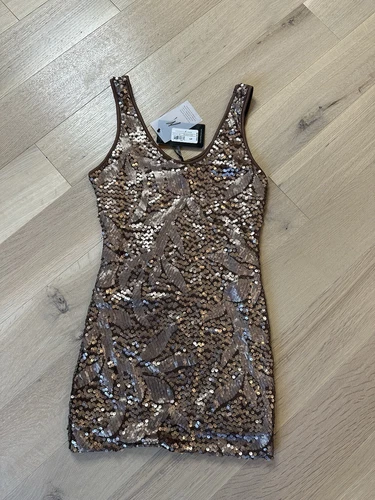 Guess by Marciano Matte Brown Sequin Dress - Women's Small
