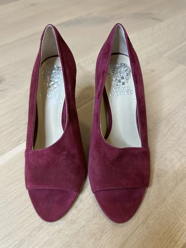 Vince Camuto Peep Toe Heels Burgundy Suede Women’s Size 6.5M - photo 2