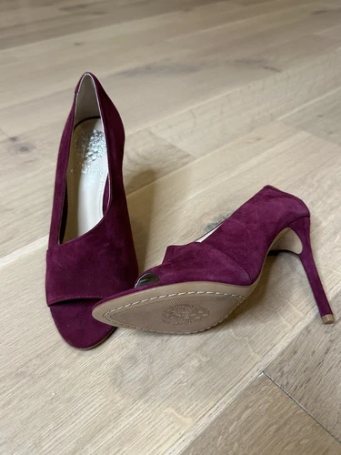 Vince Camuto Peep Toe Heels Burgundy Suede Women’s Size 6.5M - photo 3