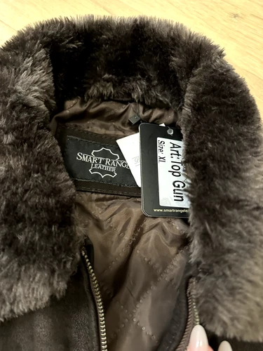 Smart Range Suede Bomber Jacket Mens L Brown Shearling Collar - photo 4