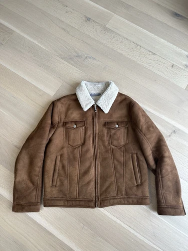 Zara Men's Faux Suede Sheepskin Bomber Jacket XL