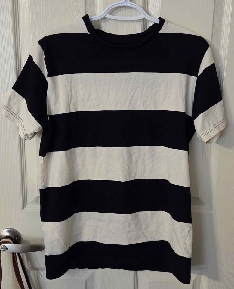 Denim & Flower Ricky Singh Black & White Stripe Tee - Mens M