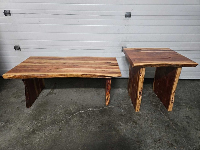 Live Edge Coffee & Side Table Set - Solid Wood