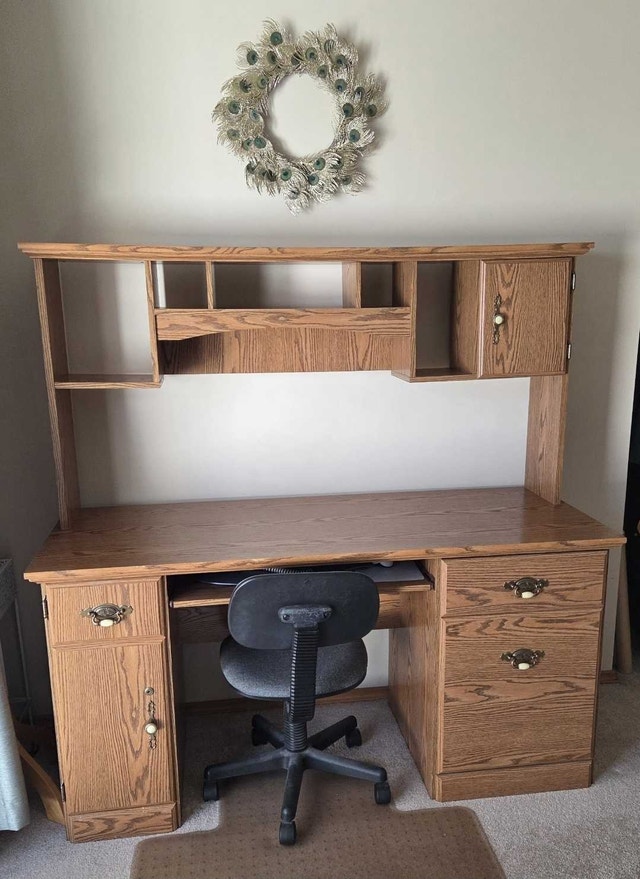 Solid Oak Computer Desk