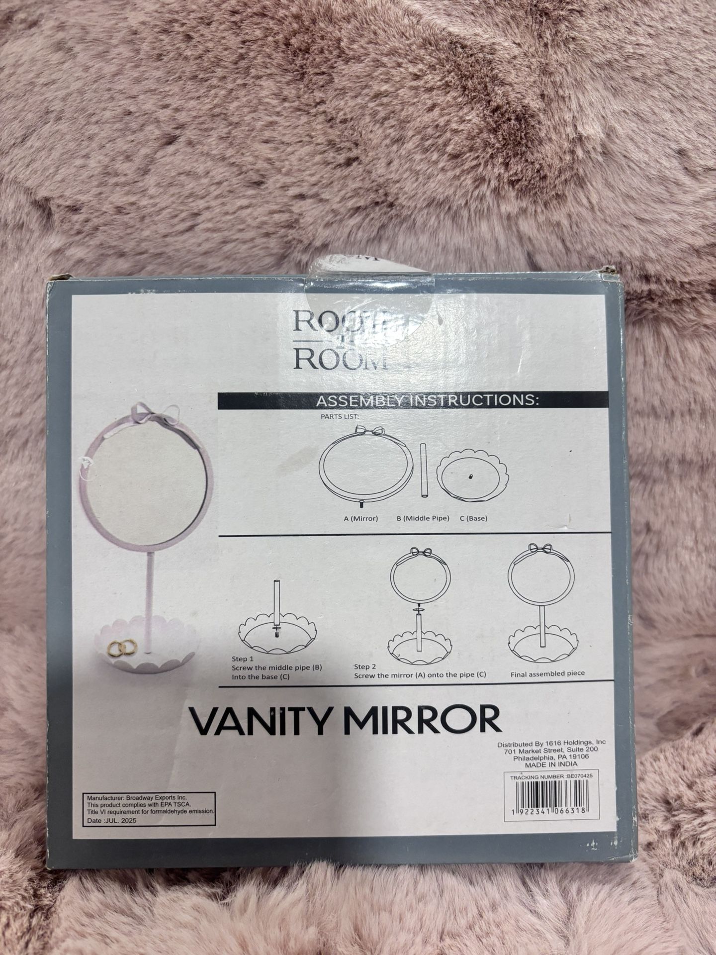Room to Room Vanity Mirror – White Bow Accent – New in Box - photo 4