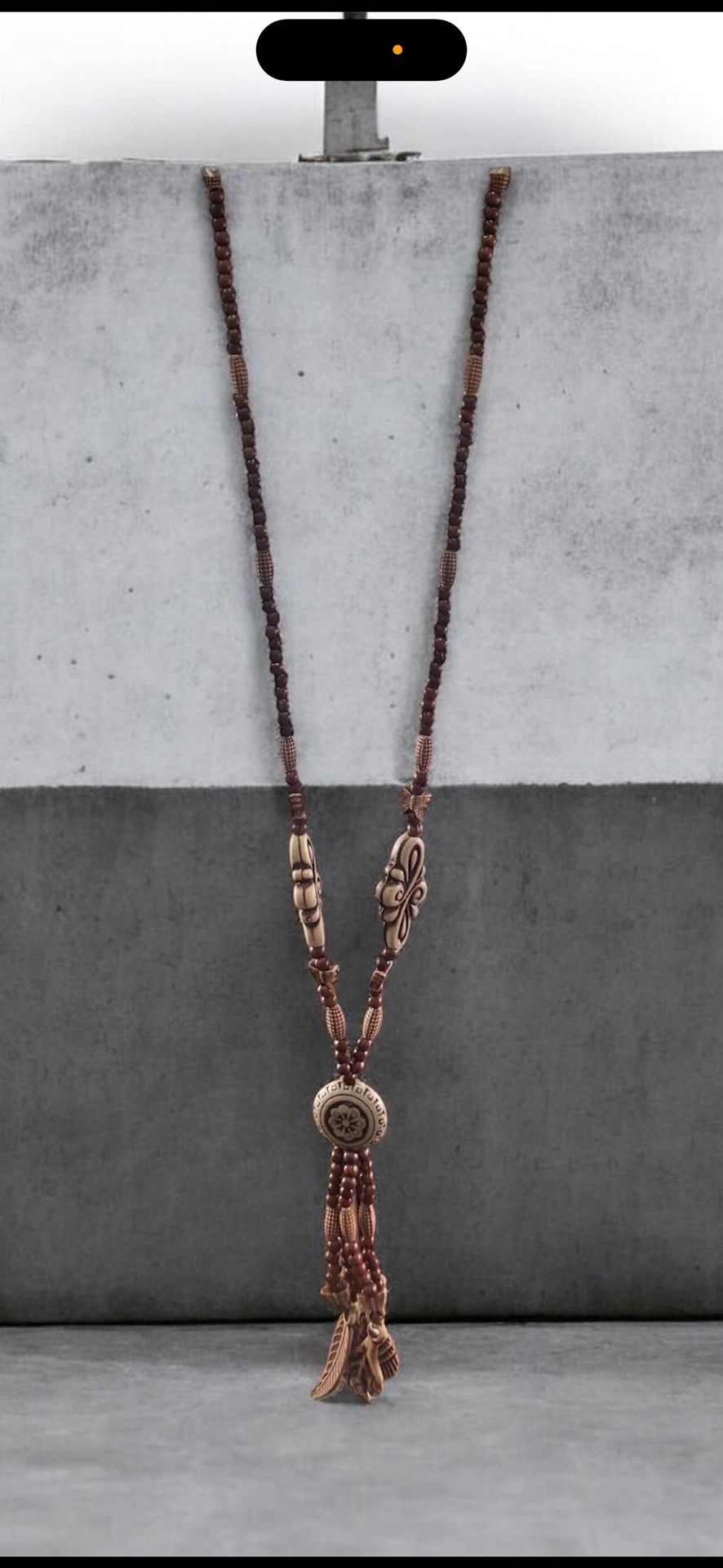 Boho Southwestern Beaded Statement Necklace – Long Charm Drop