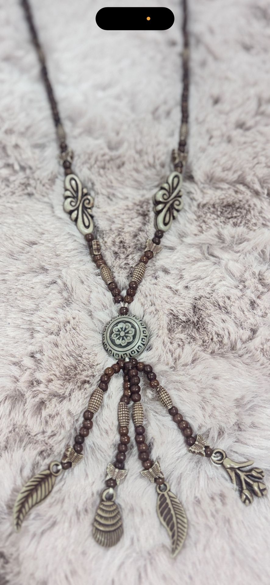 Boho Southwestern Beaded Statement Necklace – Long Charm Drop - photo 2
