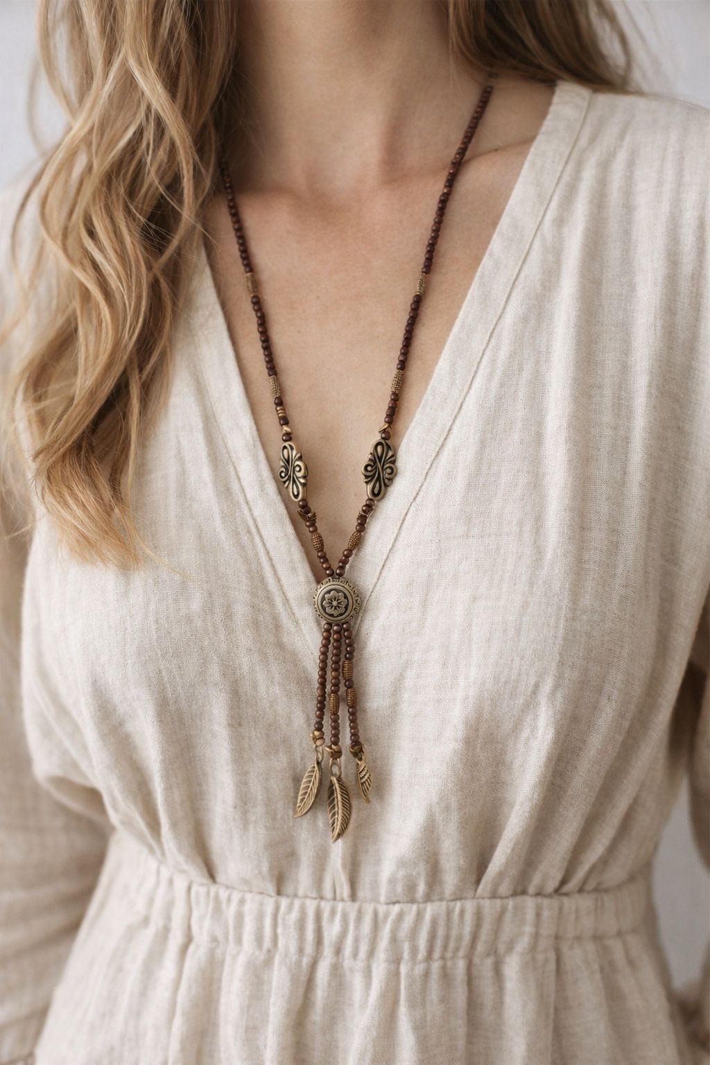Boho Southwestern Beaded Statement Necklace – Long Charm Drop - photo 4
