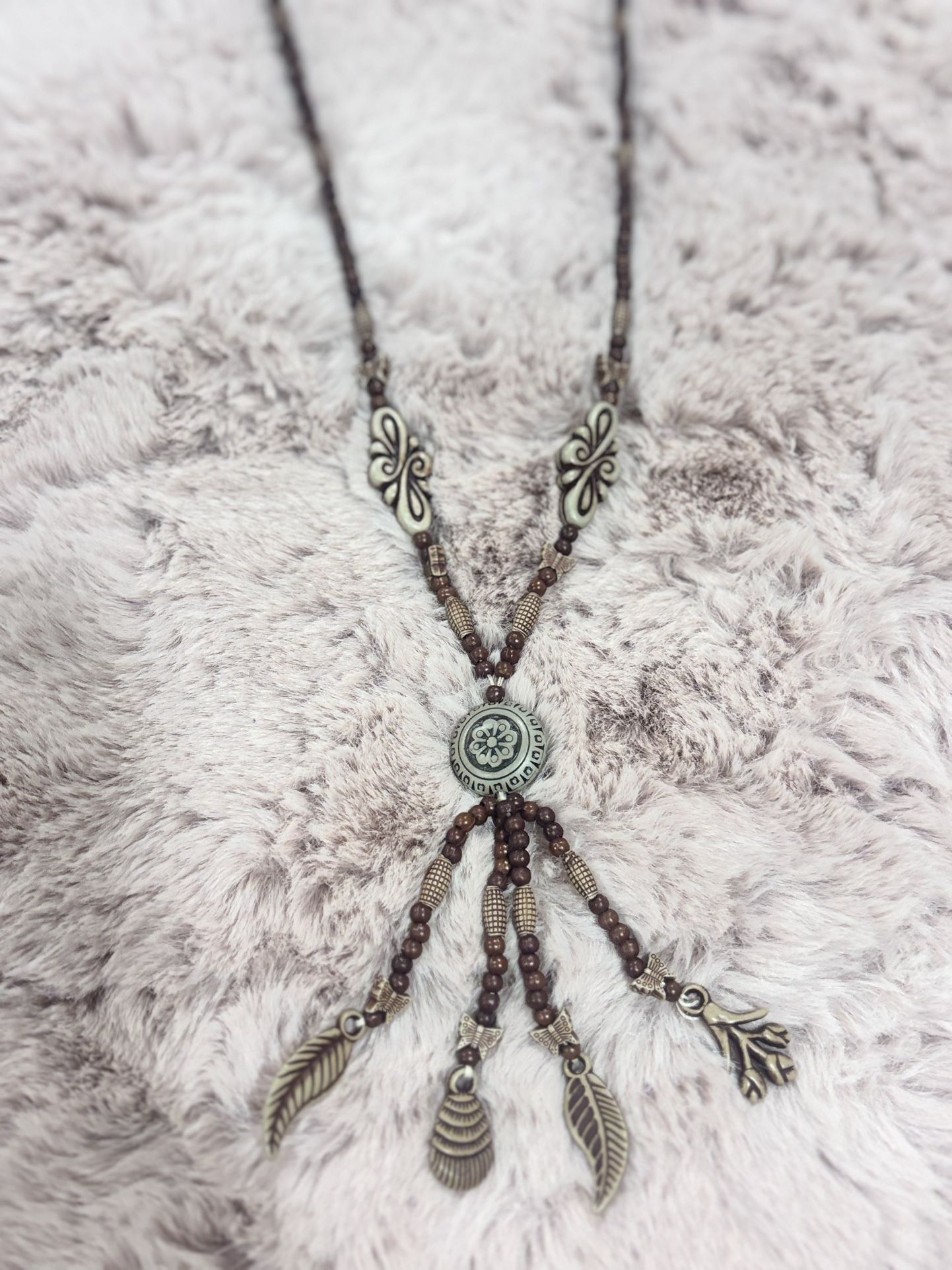 Boho Southwestern Beaded Statement Necklace – Long Charm Drop - photo 5