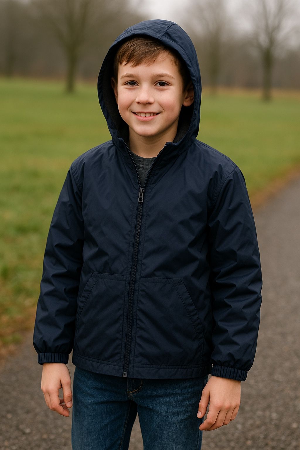 French Toast Boys Windbreaker Jacket Size 12 Navy – Fleece Lined - photo 3
