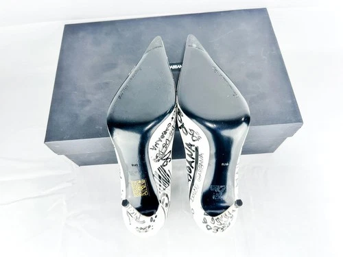 Dolce Gabbana CD01718 Graffiti Slingback Heels 37.5 EU Leather I - photo 5
