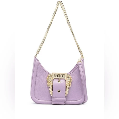 Versace Jeans Couture Lilac Shoulder Bag Gold Logo Chain NWT